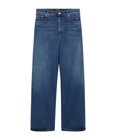Sportmax Side-split Wide-leg Jeans In Blue