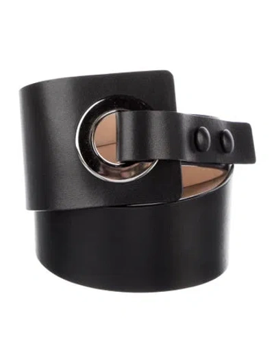 Pre-owned Sportmax Wide Leather Belt In Black