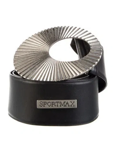 Pre-owned Sportmax Wide Leather Waist Belt In Black