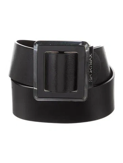 Pre-owned Sportmax Wide Leather Waist Belt In Black