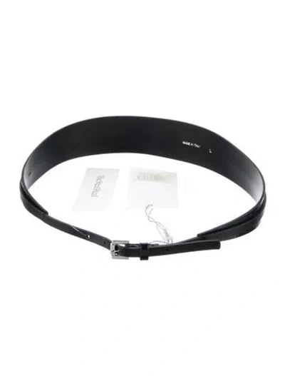 Pre-owned Sportmax Wide Leather Waist Belt In Black