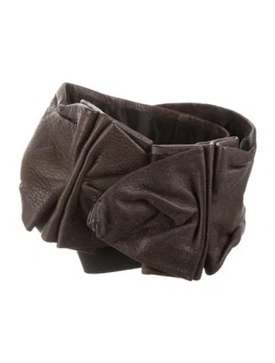 Pre-owned Sportmax Wide Leather Waist Belt In Brown