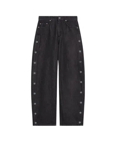 SPORTMAX WIDE-LEG JEANS WITH BUTTONS - BLACK