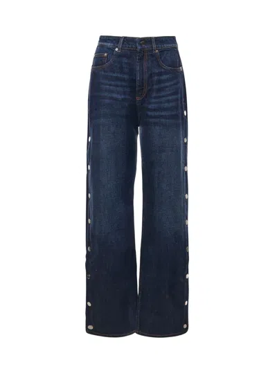 Sportmax Wide-leg Jeans With Buttons In Blue