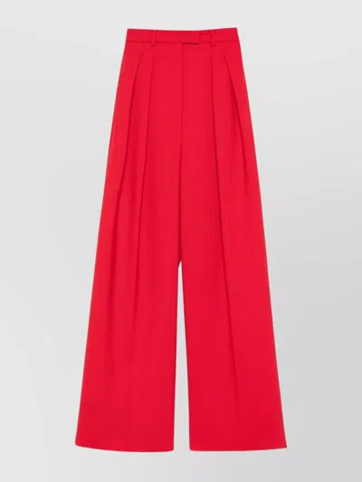 Sportmax Wide Leg Pleated Trousers Pockets In Red