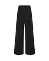 Sportmax Wide-leg Stretch Wool Pants With Asymmetric Closure In Black