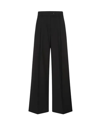SPORTMAX WIDE-LEG STRETCH WOOL PANTS WITH ASYMMETRIC CLOSURE