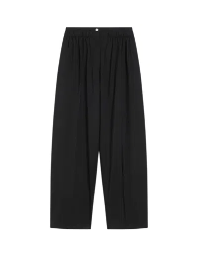 SPORTMAX SPORTMAX WIDE-LEG STRETCH WOOL TROUSERS - BLACK