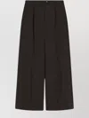 Sportmax Wide Leg Trousers In Natural Wool In Brown