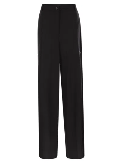 SPORTMAX WIDE LEG WOOL TROUSERS WITH CUSTOMISED PRESS STUDS