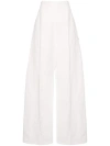 Sportmax White Linen And Cotton Blend Trousers In White