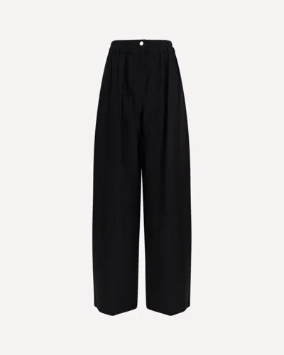 Sportmax Wide Stretch Wool Trousers In Black