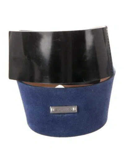Pre-owned Sportmax Wide Suede Waist Belt In Black/blue