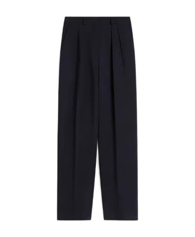 Sportmax Wide Version Elastic Wool Casual Pants In Black