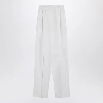 Sportmax Wide White Trousers In Red