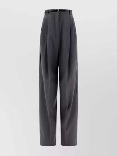 Sportmax Wide Wool Trousers Stretch In Gray