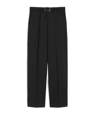 Sportmax Wide-fit Stretch Wool Gabardine Trousers - Black