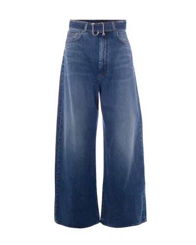 Sportmax Wide-leg High-rise Jeans With Belt In Blue