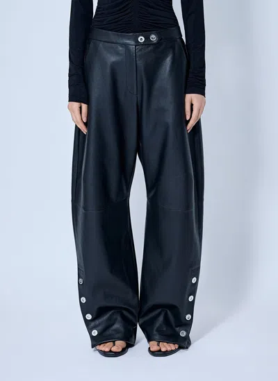 Sportmax Wide-leg Leather Trousers In Black