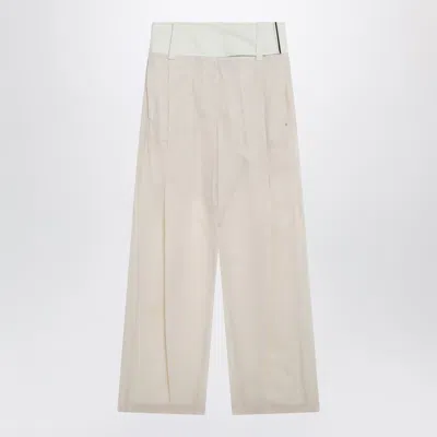 Sportmax Wide-leg Trousers In Ecru Organza Cotton Voile In Neutral