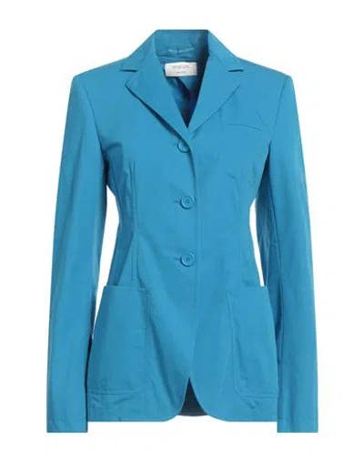 Sportmax Woman Blazer Azure Size 6 Cotton In Blue