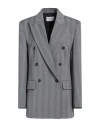 Sportmax Striped Double-breasted Long-sleeved Jacket In Black