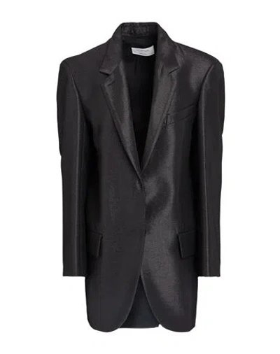 SPORTMAX SPORTMAX WOMAN BLAZER BLACK SIZE S VIRGIN WOOL, VISCOSE, METALLIC FIBER