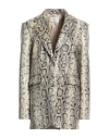 Sportmax Snakeskin-pattern Single-breasted Blazer In White