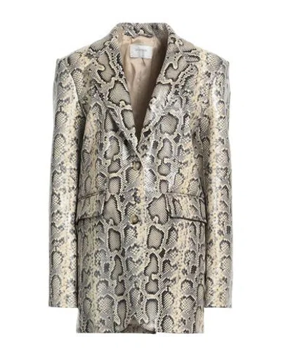 SPORTMAX SPORTMAX WOMAN BLAZER IVORY SIZE 8 CALFSKIN