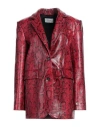 Sportmax Oversized Red Double-breasted Jacket With Python Print In Leather Woman In Red