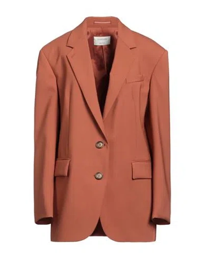 Sportmax Woman Blazer Rust Size 6 Virgin Wool, Elastane In Red