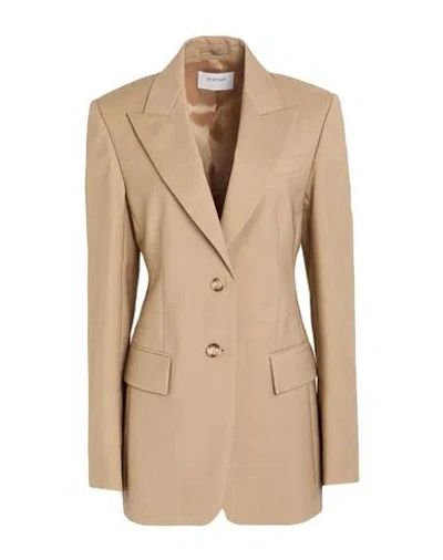 Sportmax Woman Blazer Sand Size 8 Virgin Wool, Mohair Wool, Polyester In Brown