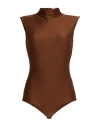 Sportmax Woman Bodysuit Brown Size S Polyamide, Elastane