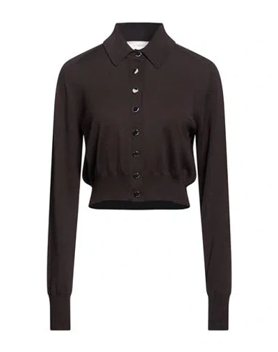 Sportmax Woman Cardigan Dark Brown Size L Virgin Wool