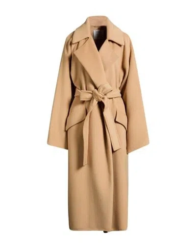 Sportmax Woman Coat Beige Size 14 Virgin Wool, Cashmere In Nude