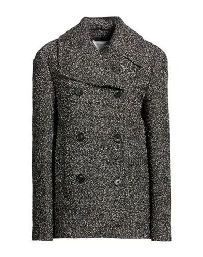 Sportmax Woman Coat Black Size 2 Wool, Cotton, Polyester, Polyamide In Gray