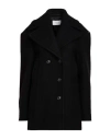 Sportmax Double-breasted Coat Front Pockets In Black