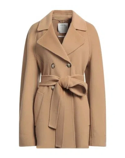 Sportmax Woman Coat Camel Size 10 Virgin Wool, Cashmere In Beige
