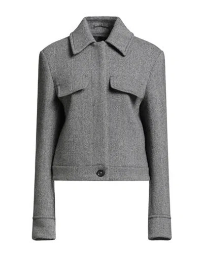 Sportmax Woman Jacket Black Size 6 Virgin Wool, Polyamide In Gray