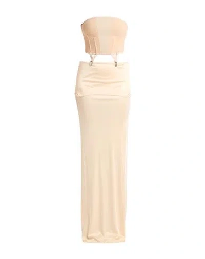 Sportmax Woman Maxi Dress Beige Size M Polyamide, Elastane, Viscose In Pink