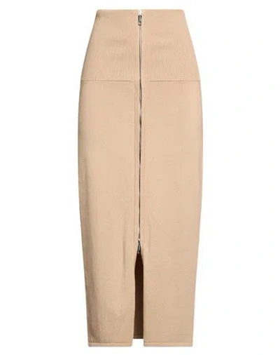 Sportmax Woman Maxi Skirt Camel Size Xl Virgin Wool, Polyamide, Elastane In Beige