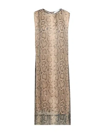 Sportmax Woman Midi Dress Beige Size 12 Acetate, Silk, Elastane In Neutral