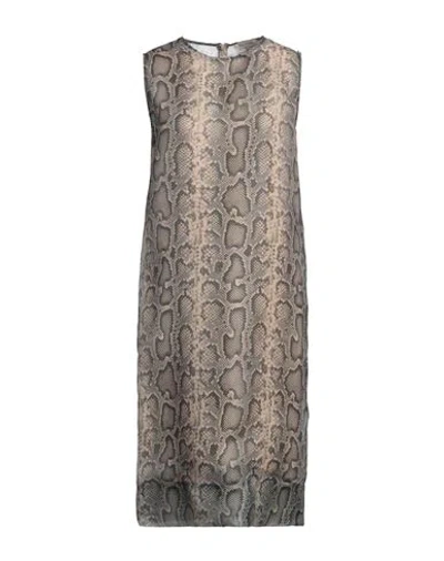 Sportmax Woman Midi Dress Beige Size 12 Polyester In Animal Print
