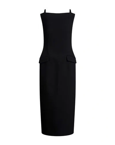 Sportmax Woman Midi Dress Black Size 10 Polyester, Virgin Wool, Elastane