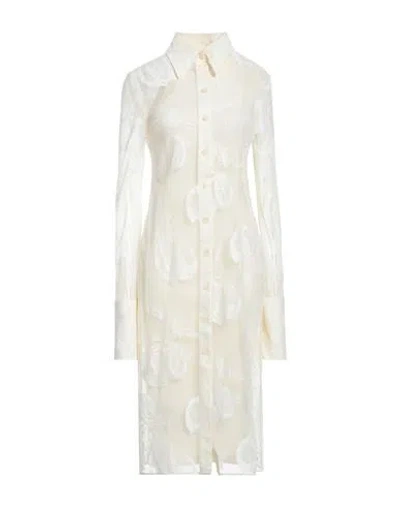 Sportmax Woman Midi Dress Cream Size M Cotton, Polyamide In White