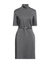Sportmax Woman Midi Dress Grey Size L Virgin Wool, Elastane In Grey