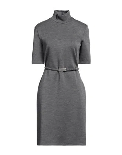 Sportmax Woman Midi Dress Grey Size L Virgin Wool, Elastane In Gray