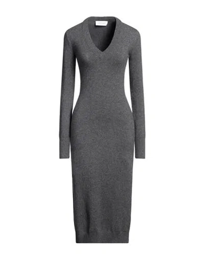 Sportmax Woman Midi Dress Grey Size L Wool, Cashmere, Polyamide, Elastane