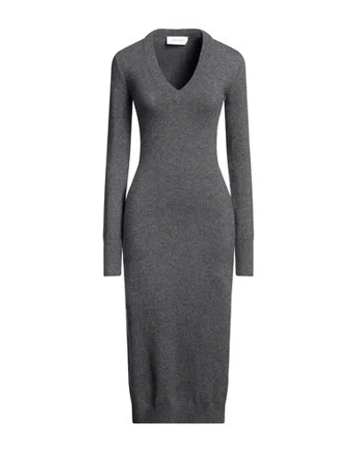 Sportmax Woman Midi Dress Grey Size L Wool, Cashmere, Polyamide, Elastane In Green