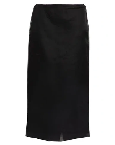 Sportmax Woman Midi Skirt Black Size 6 Silk, Cotton, Linen In Black
